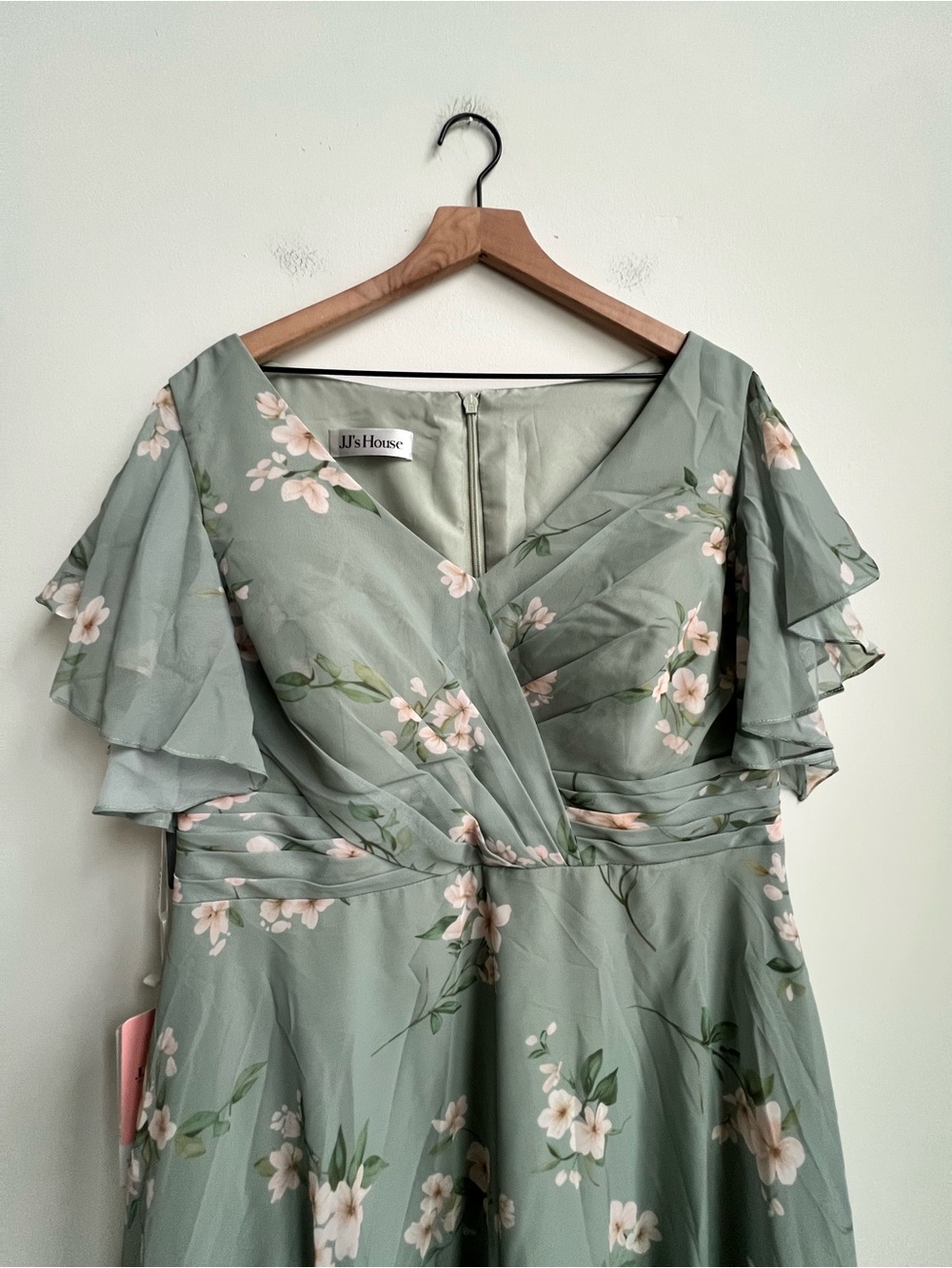 NWT JJ's House Cesia Green Floral Chiffon Ruffle Maxi Dress Special Event 16W - Picture 8 of 16